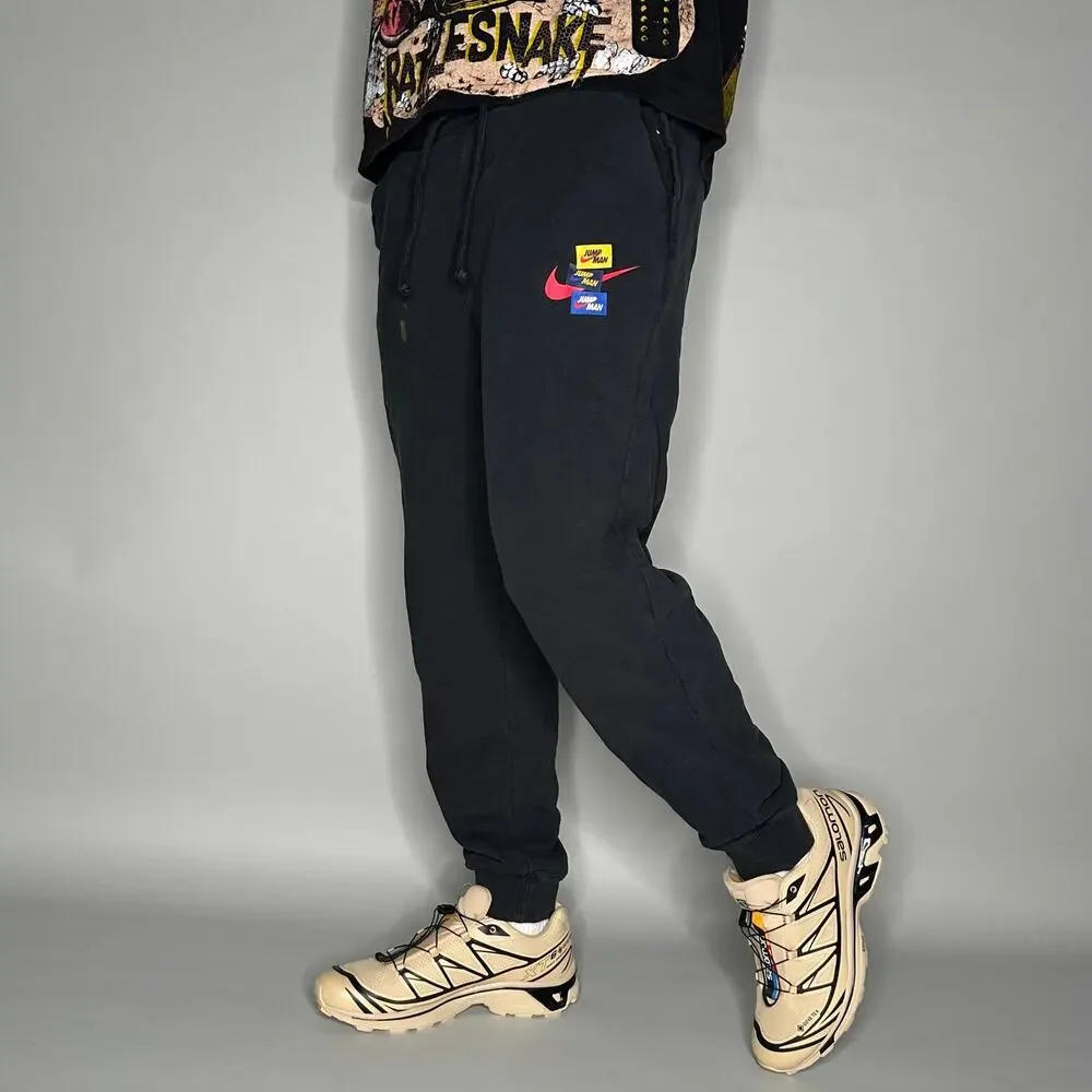 Vintage Y2K Jordan Sweatpants Mens M Black Multi Color Swoosh Cotton Joggers